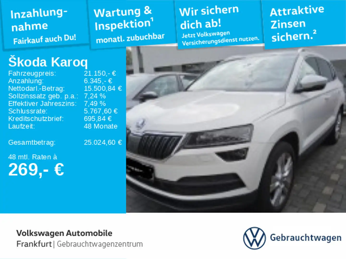 Skoda Karoq 1.5 TSI DSG Style Navi LED Einparkhilfe Weiß - 1