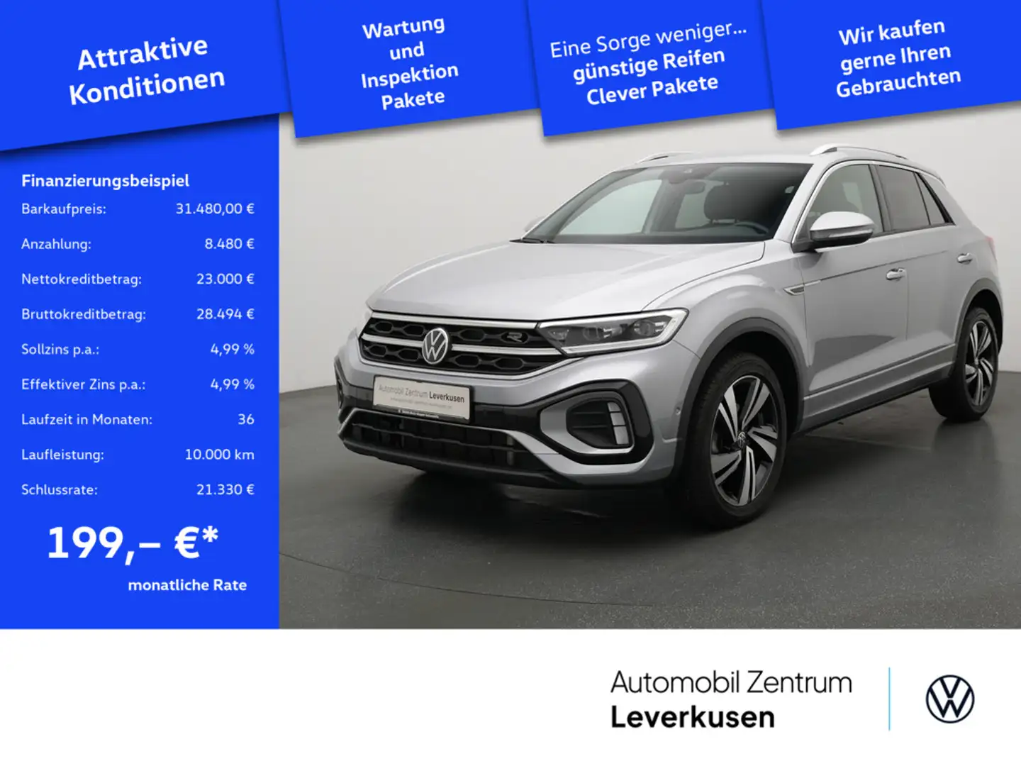 Volkswagen T-Roc R-Line DSG AHK ACC VIRT CARPLAY PORT NA Silber - 1