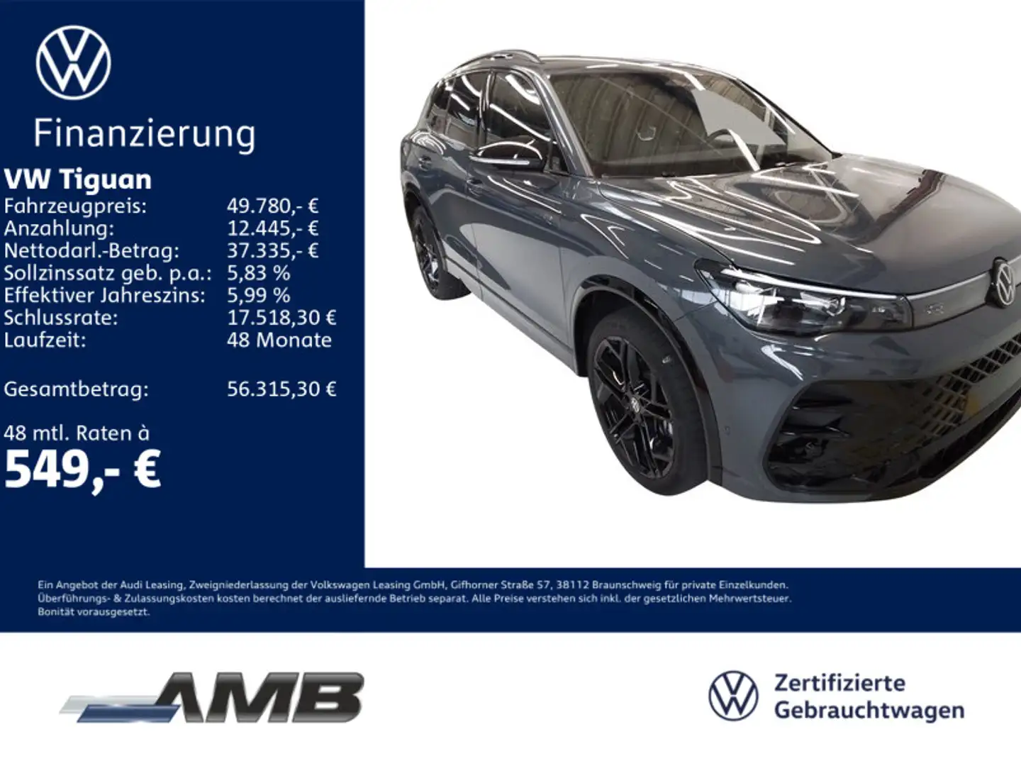 Volkswagen Tiguan R-Line Black Style 2.0 TSI Standhz/3.30Ga Grau - 1