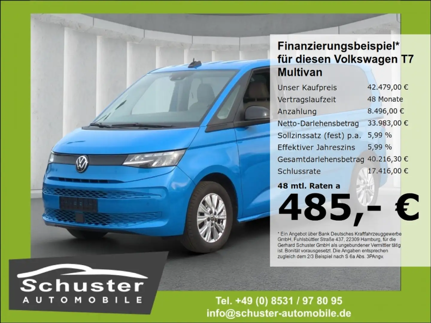 Volkswagen T7 Multivan DISPO 2.0TDI*DSG AHK LED R-Kam Navi Blau - 1