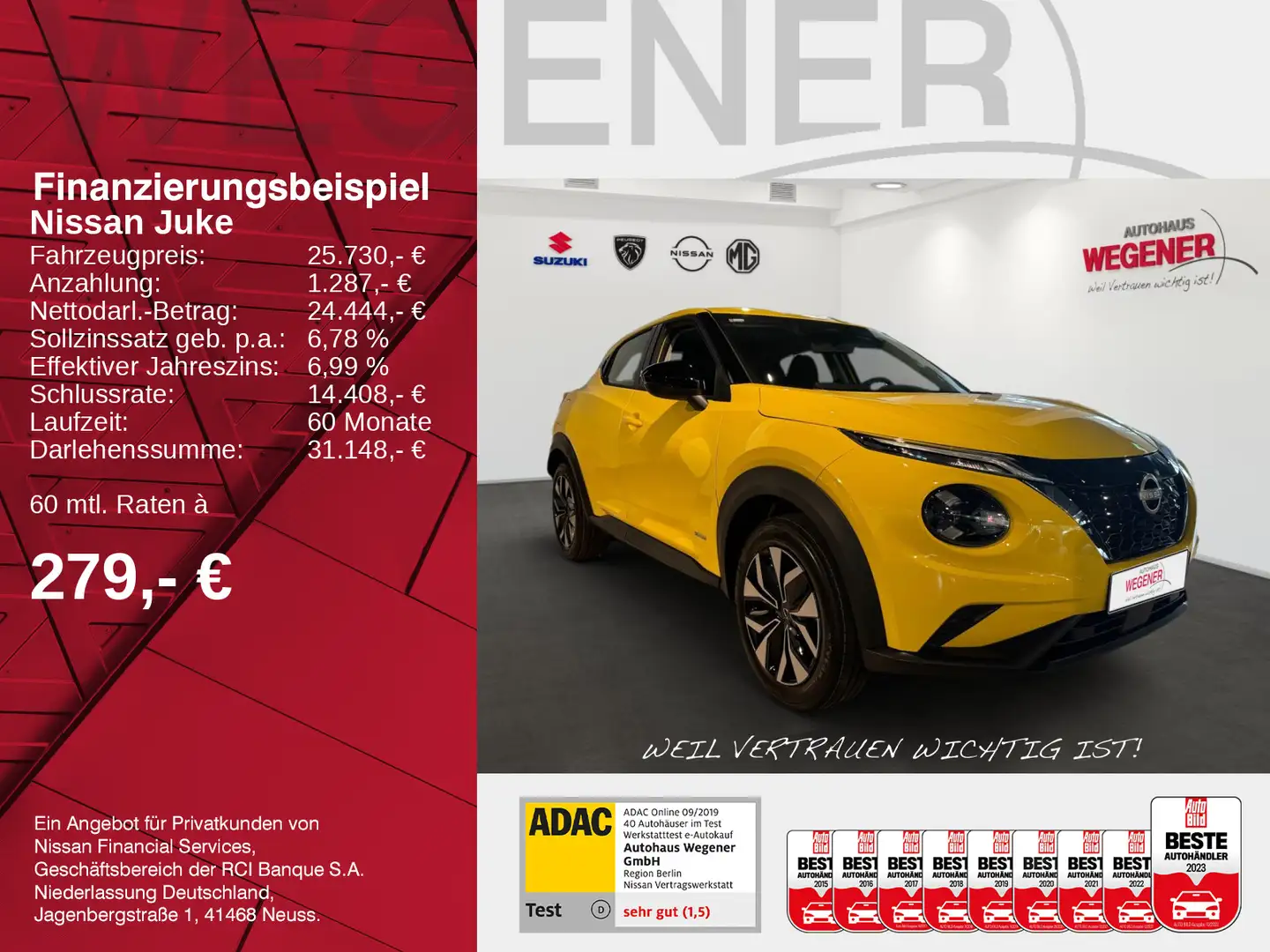Nissan Juke JUKE 1.6 HYBRID 143PS 4AMT  ACENTA 8"-Farbdispla Geel - 2
