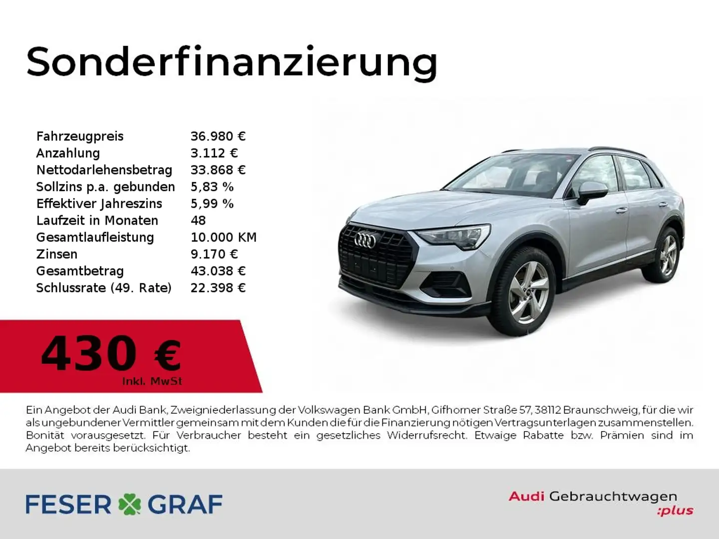 Audi Q3 advanced 35TFSI Navi+/SHZ/Kamera/Ambiente Silber - 1