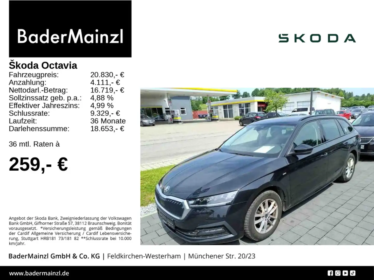 Skoda Octavia Combi 2.0 TDI DSG Clever Navi LED Kamera Schwarz - 1