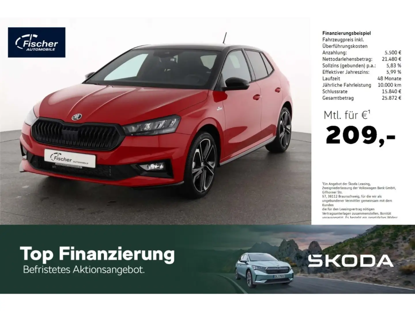 Skoda Fabia 1.5 TSI Monte Carlo Rot - 1