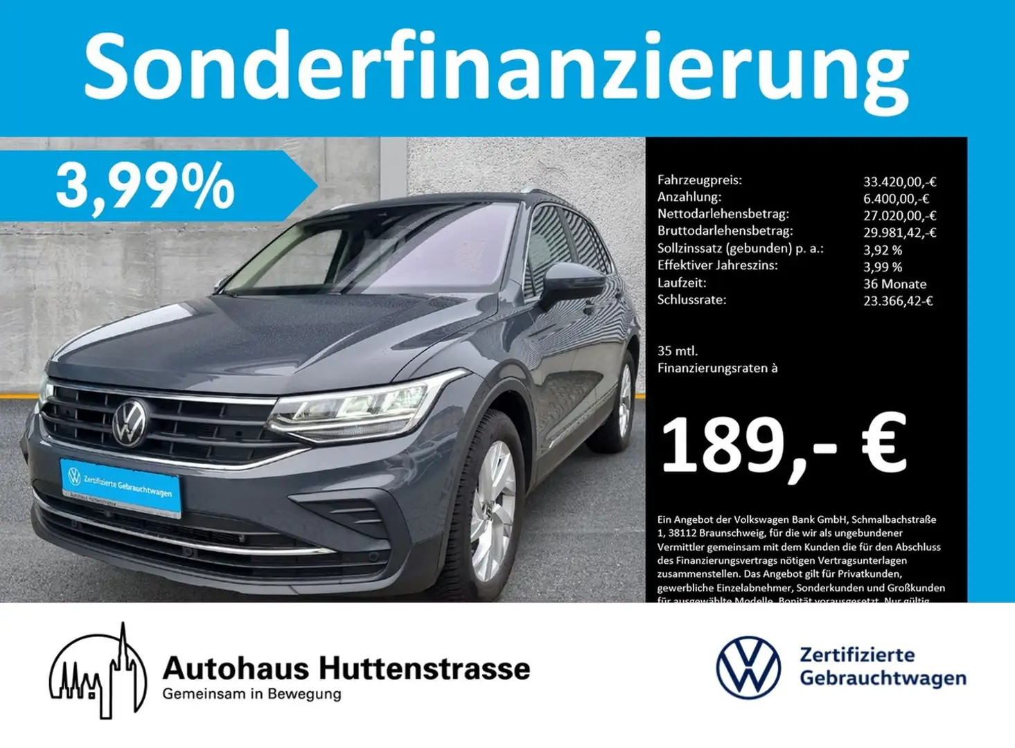 Volkswagen Tiguan 1.5 TSI DSG Move AHK LED APP KAMERA Grau - 1