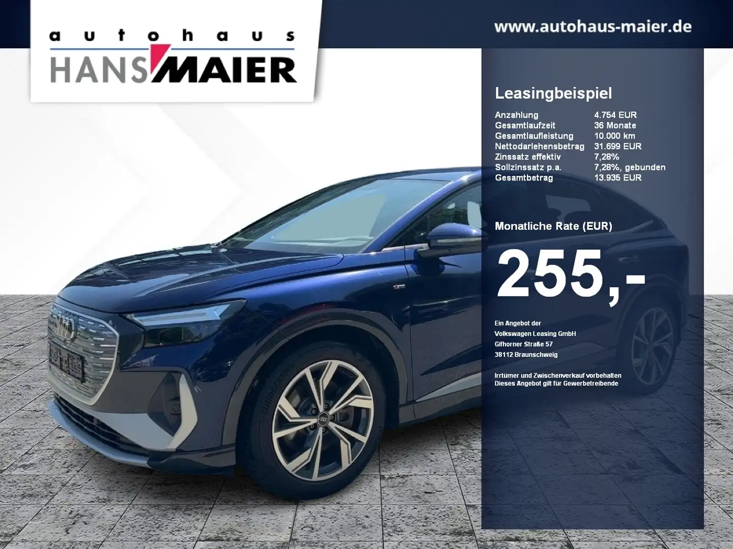 Audi Q4 e-tron Sportback S Line AHK ACC Navi SH LM 20 Blau - 1