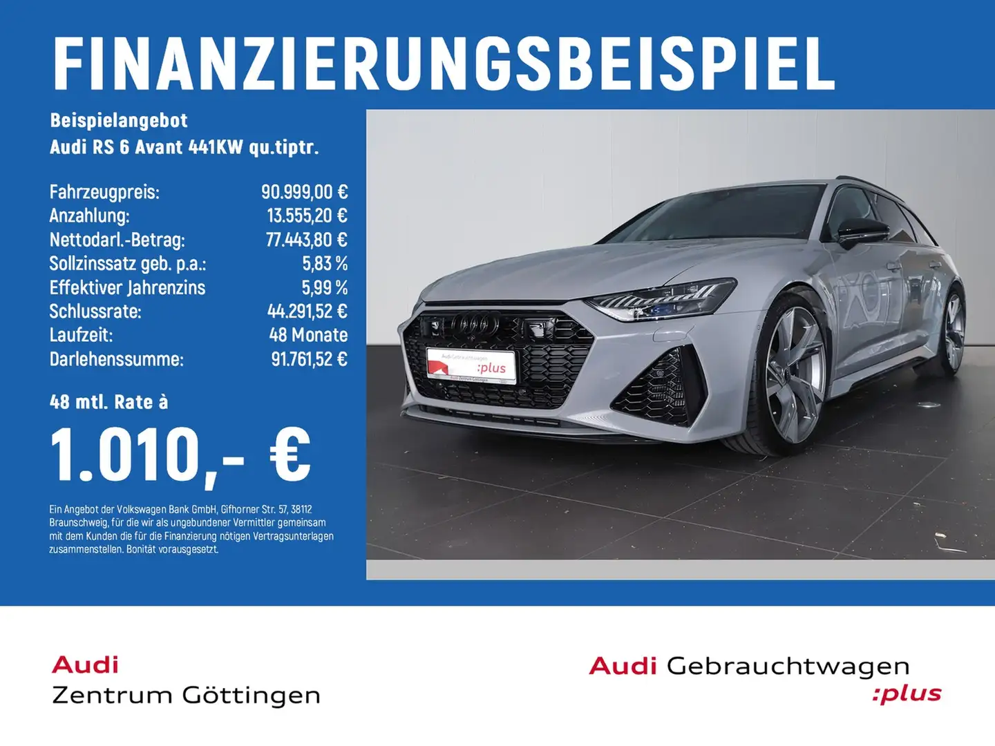 Audi RS6 RS 6 Avant 441KW qu.tiptr. MATRIX+RS DYNAMIK+B&O Grijs - 2