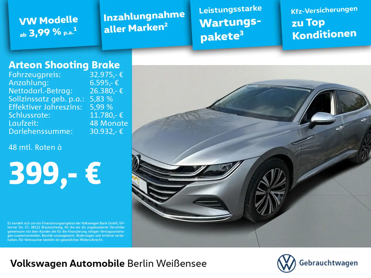 Volkswagen Arteon 2.0 TDI Elegance*ACC*MFL* Silber - 1