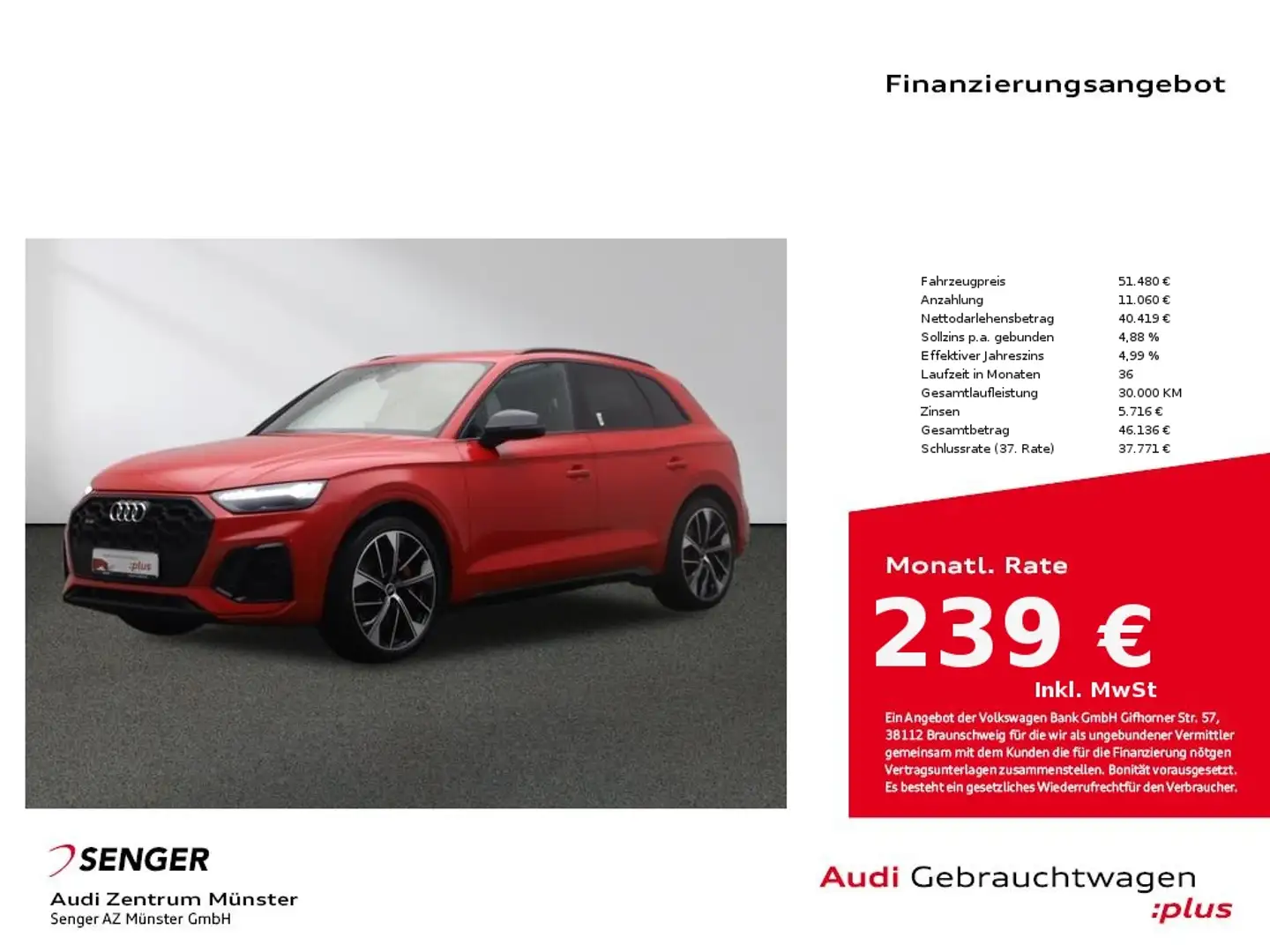 Audi SQ5 3.0 TDI quattro Matrix B&O Kamera Pano AHK Rot - 1