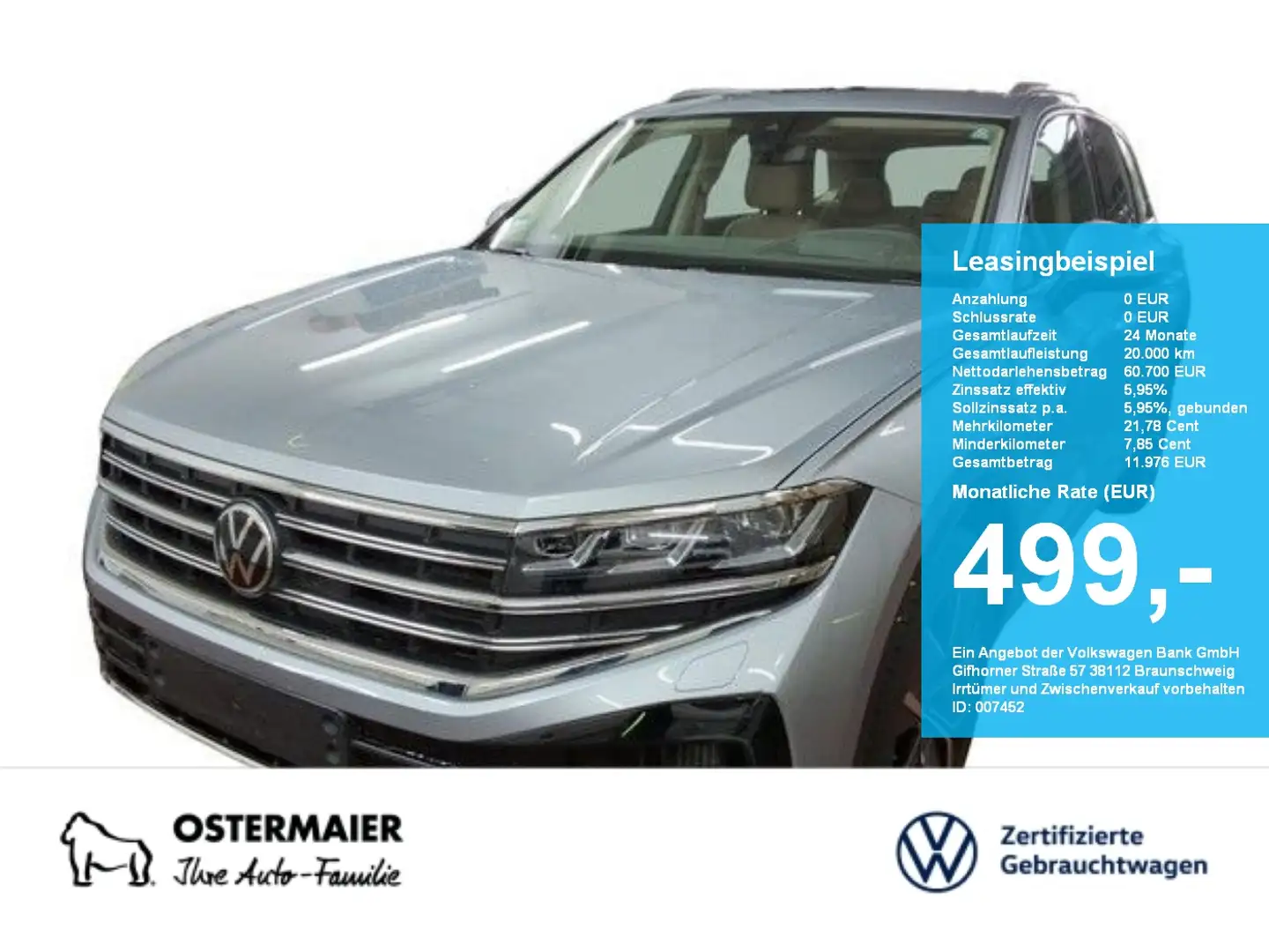 Volkswagen Touareg ELEGANCE eHybrid 381PS AHK.PANO.KAMERA.HEAD-UP.NAV Silber - 1