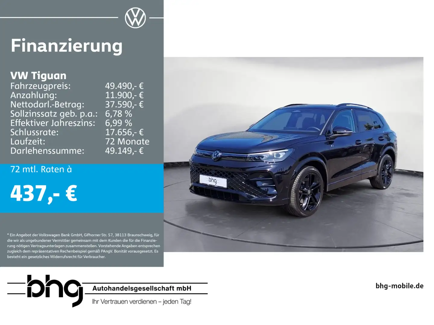 Volkswagen Tiguan 2.0TDI 4Motion DSG R-Line BlackStyle AHK Schwarz - 1