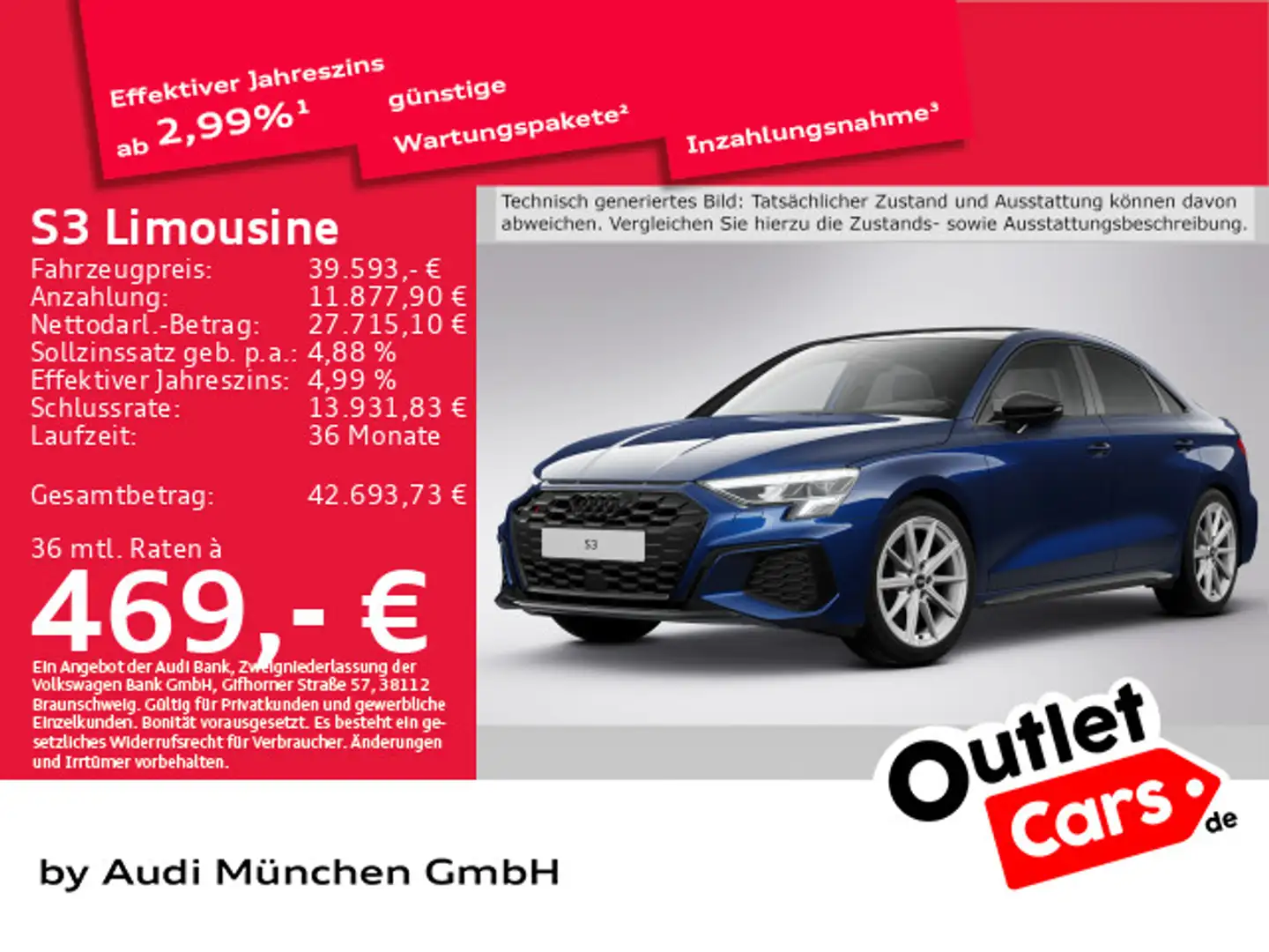 Audi S3 TFSI S tronic Virtual Blau - 1