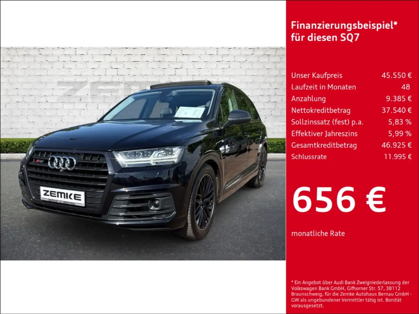 Audi SQ7 4.0 TDI quattro Matrix LED Luftfederung AD StandHZ Černá - 1