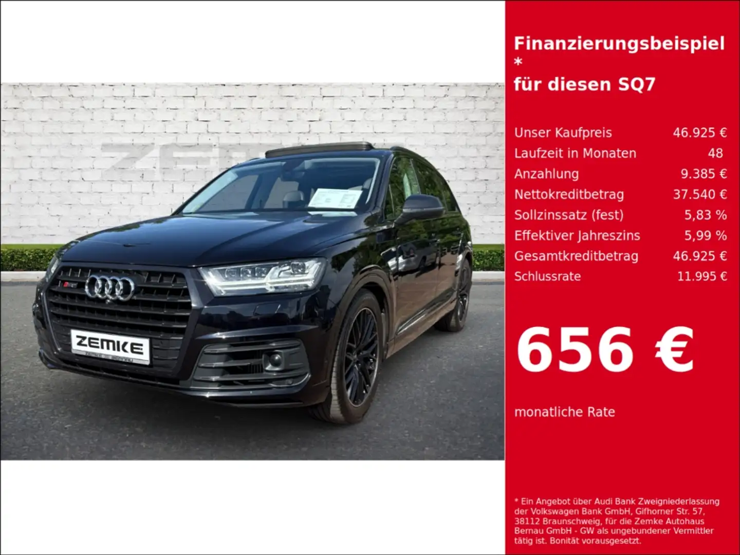 Audi SQ7 4.0 TDI quattro Matrix LED Luftfederung AD StandHZ Black - 1