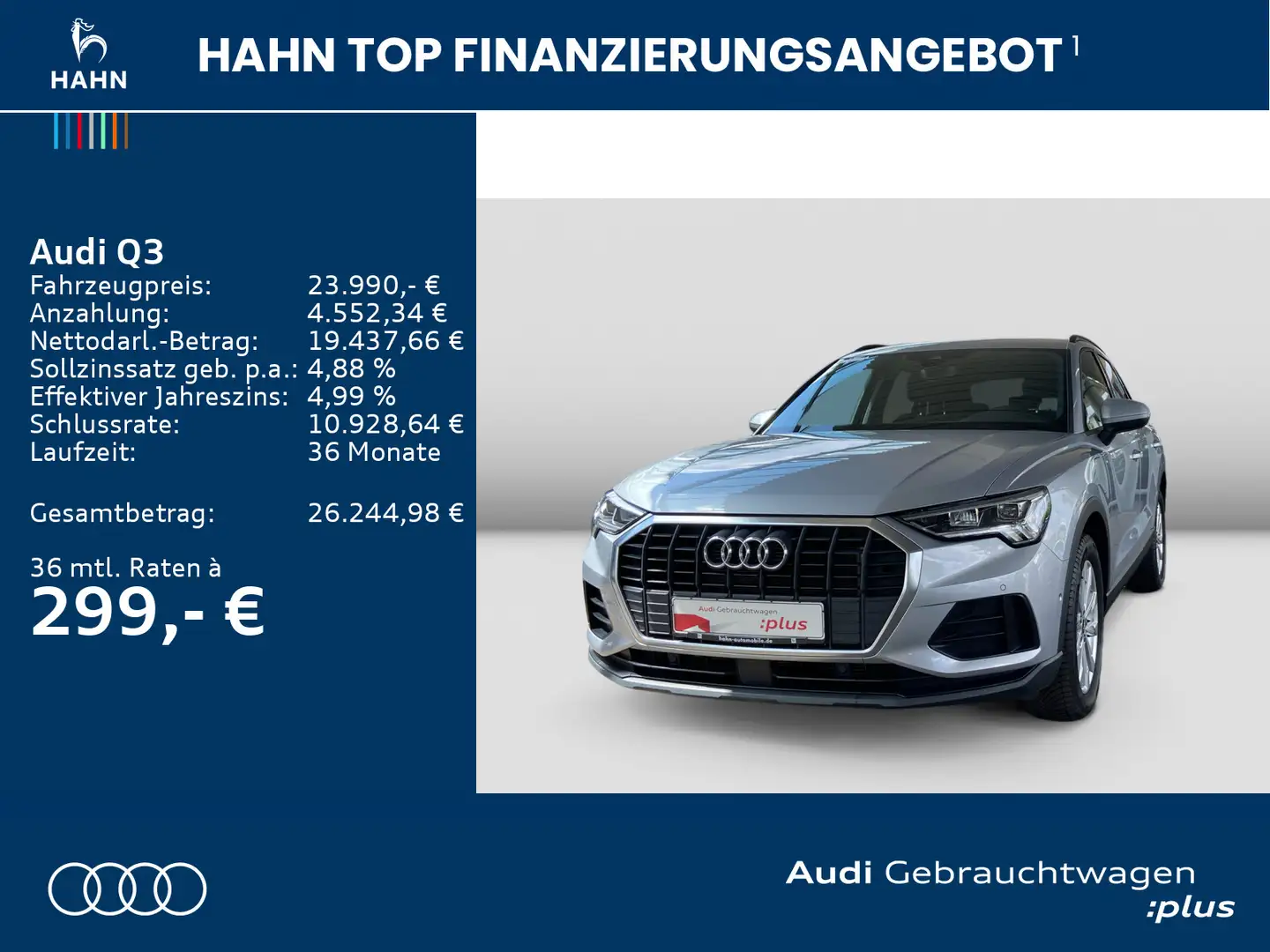 Audi Q3 45TFSIe S tronic Virtual LED CAM Argent - 2