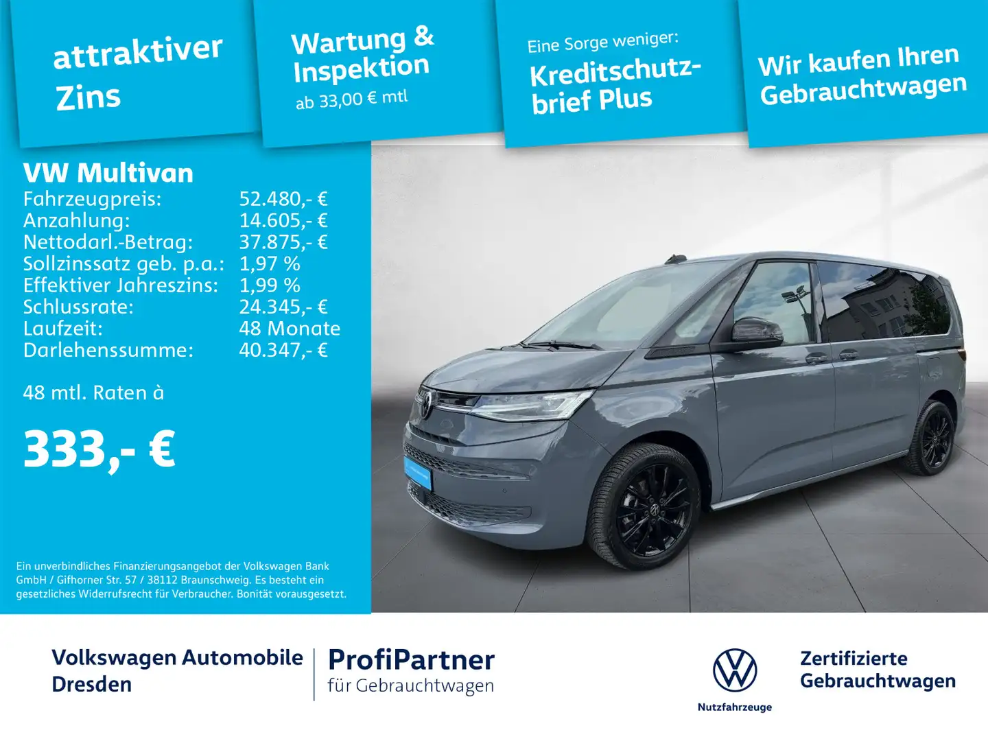 Volkswagen T7 Multivan T7 Multivan Life IQ-LED NAV ACC PANO APP AHZV Gris - 1
