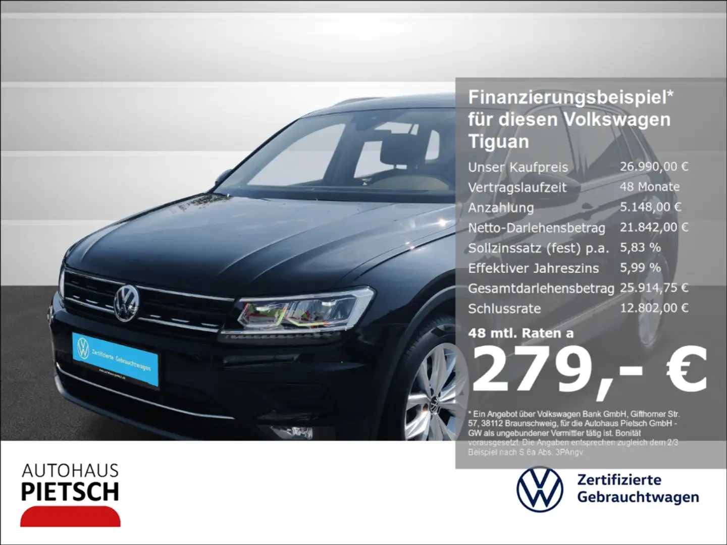 Volkswagen Tiguan 1.5 TSI DSG Highline LED NAVI ACC 18 Zoll Schwarz - 1