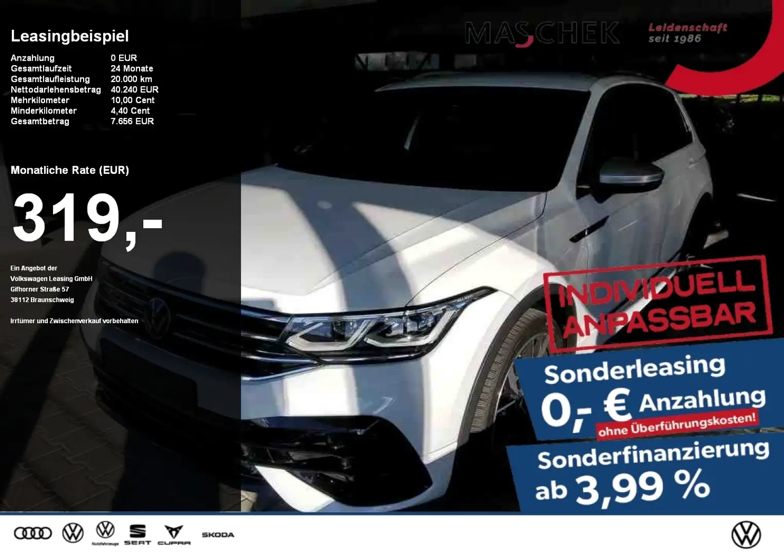 Volkswagen Tiguan R *Sonderleasing! Akrapovic Matrix DCC ACC Sitzh Weiß - 1