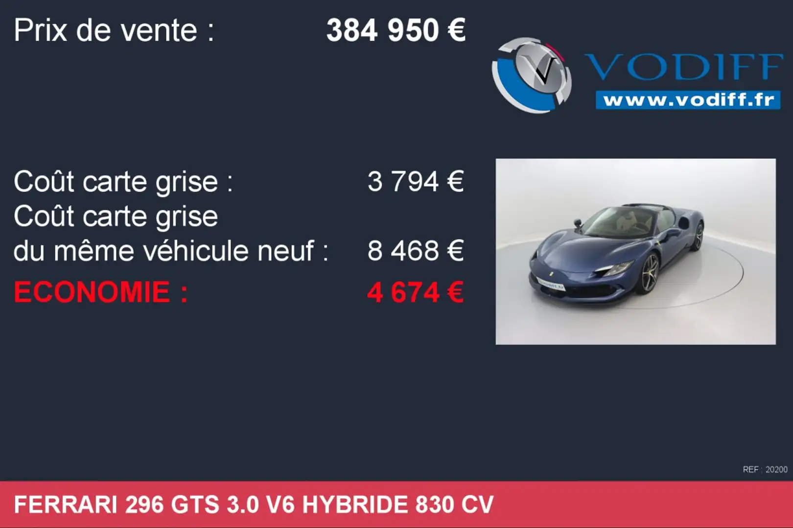 Ferrari 296 GTS 3.0 V6 HYBRIDE 830 CV Azul - 2