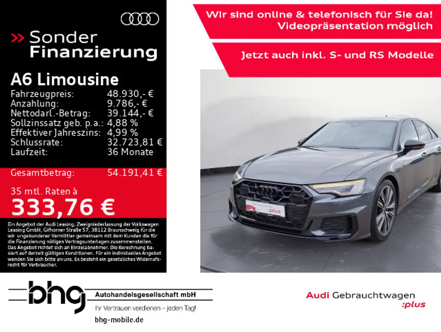 Audi A6 45 TFSI S-tronic S-Line Matrix Keyl Grau - 1