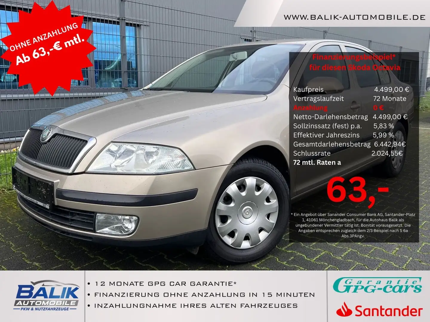 Skoda Octavia Lim. Ambiente 1.6i *NUR 75.000KM*1.HAND* Beige - 1