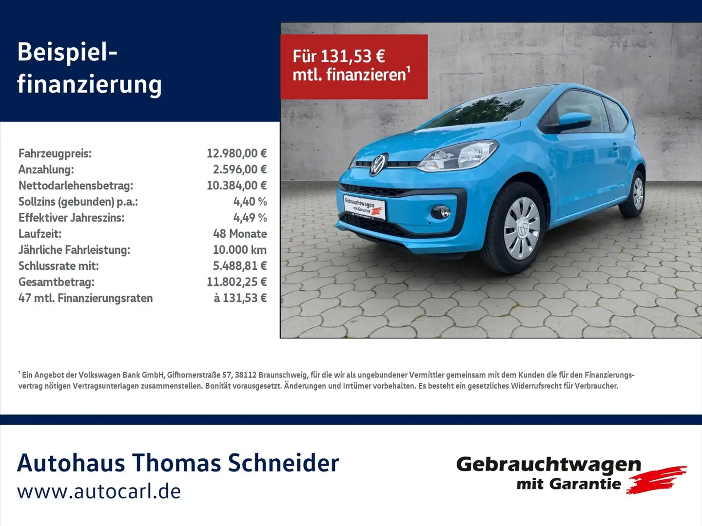 Volkswagen up! move 1.0 SHZ/USB/TEL/DAB+ KLIMA Blau - 1