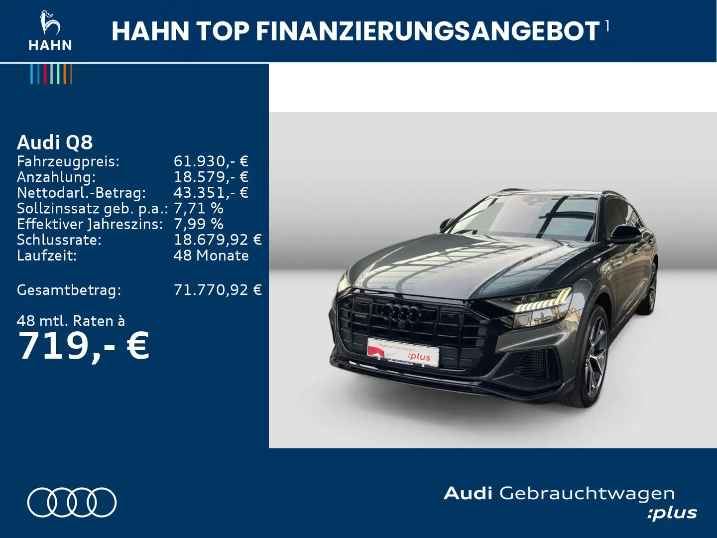 Audi Q8 55TFSIe quattro S-trc HUD Matrix B&O 360° Grau - 2