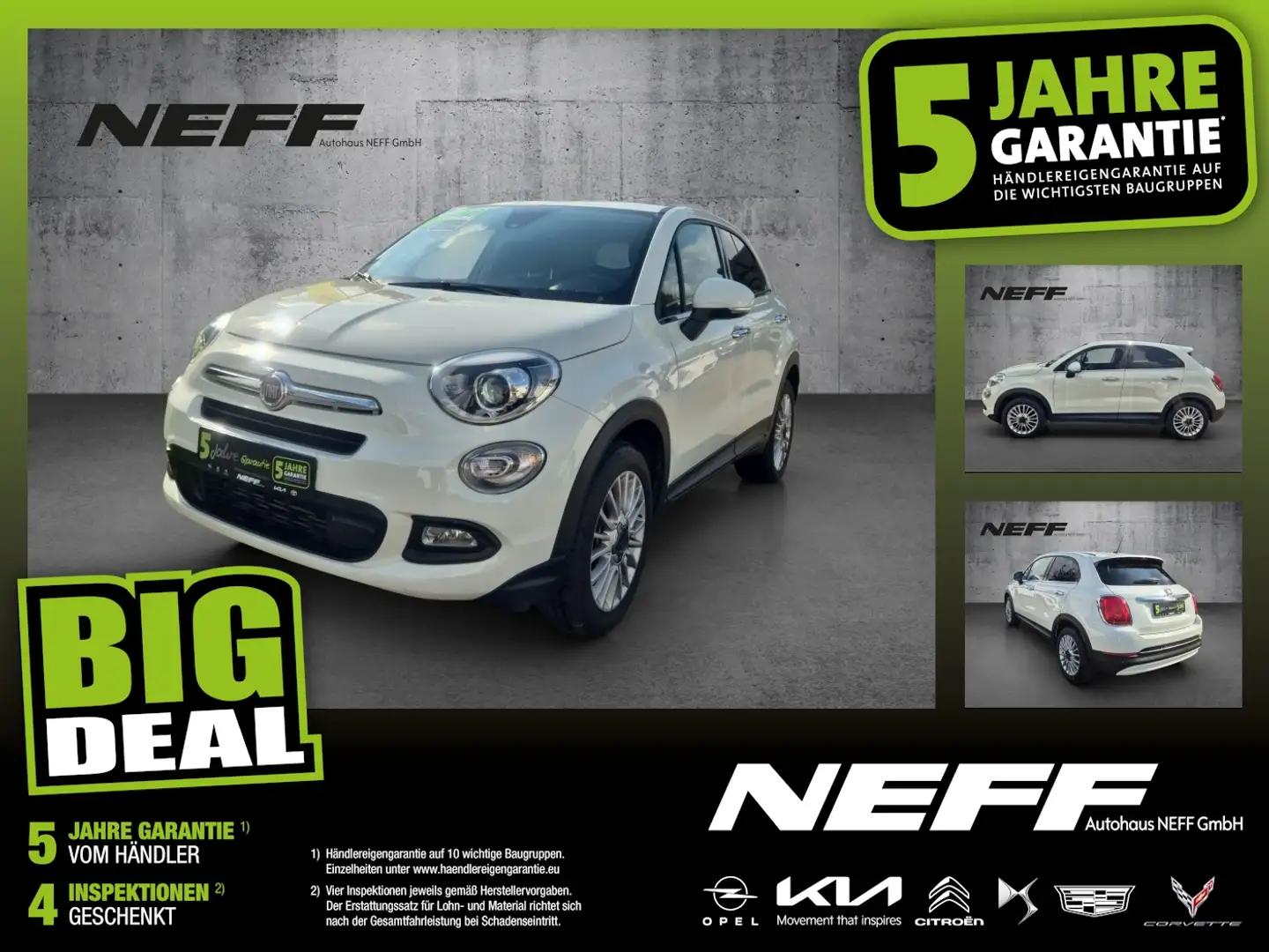 Fiat 500X 1.4 MultiAir Lounge SHZ+2xKlima+KeyLess+LM Weiß - 1