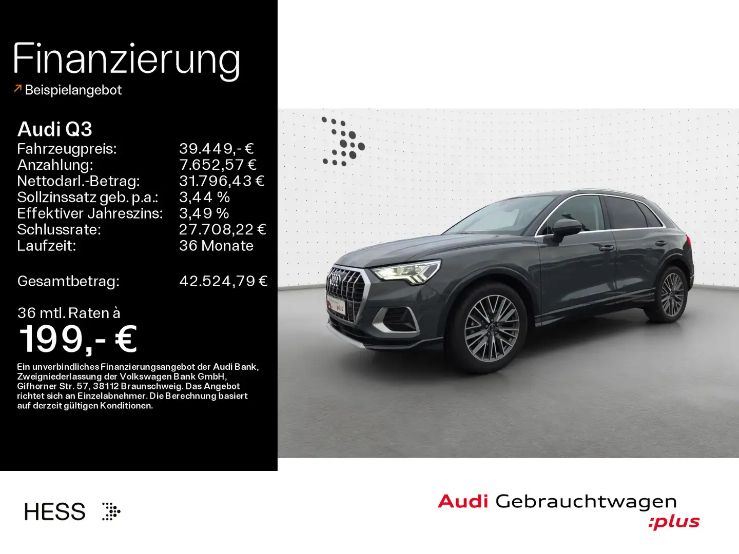 Audi Q3 35 TFSI advanced*NAVI-PLUS*LED*AHK*SHZ*19ZOLL Grau - 1