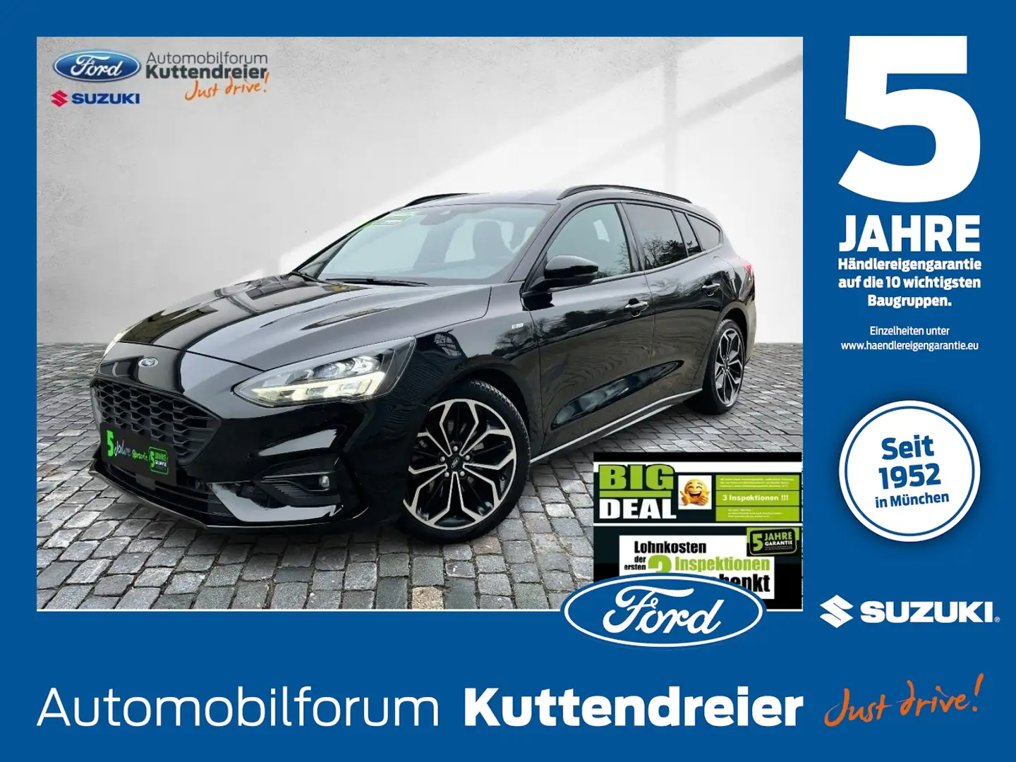 Ford Focus Turnier ST-Line Navi LED Teilleder AHK Zwart - 1