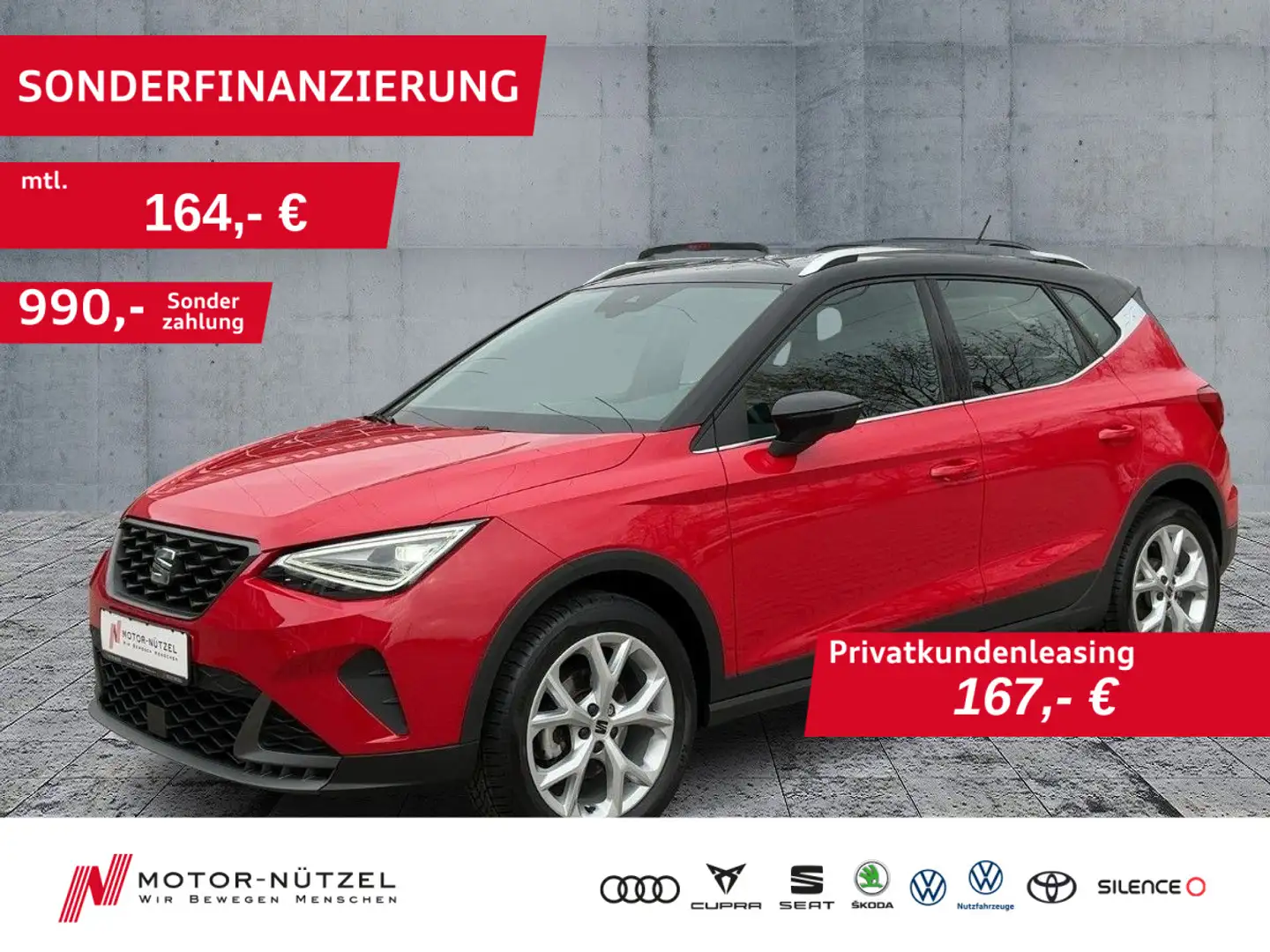 SEAT Arona 1.0 TSI FR-LINE LED+NAV+APP+DAB+GRA+PDC+VC Rot - 1
