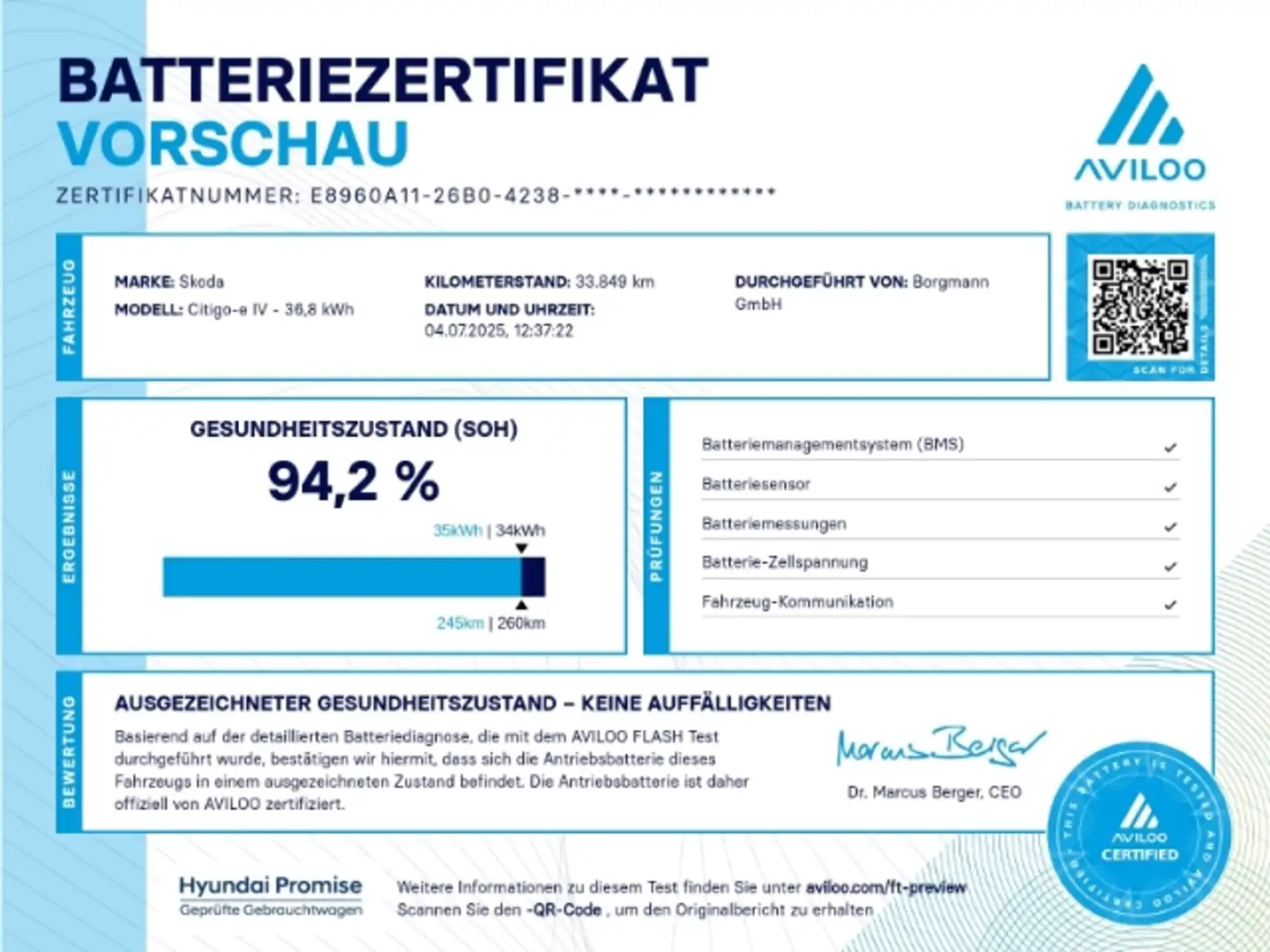 Skoda Citigo e iV Best of Style 61 kW DAB SHZ Temp Tel.-Vorb. Blanc - 2