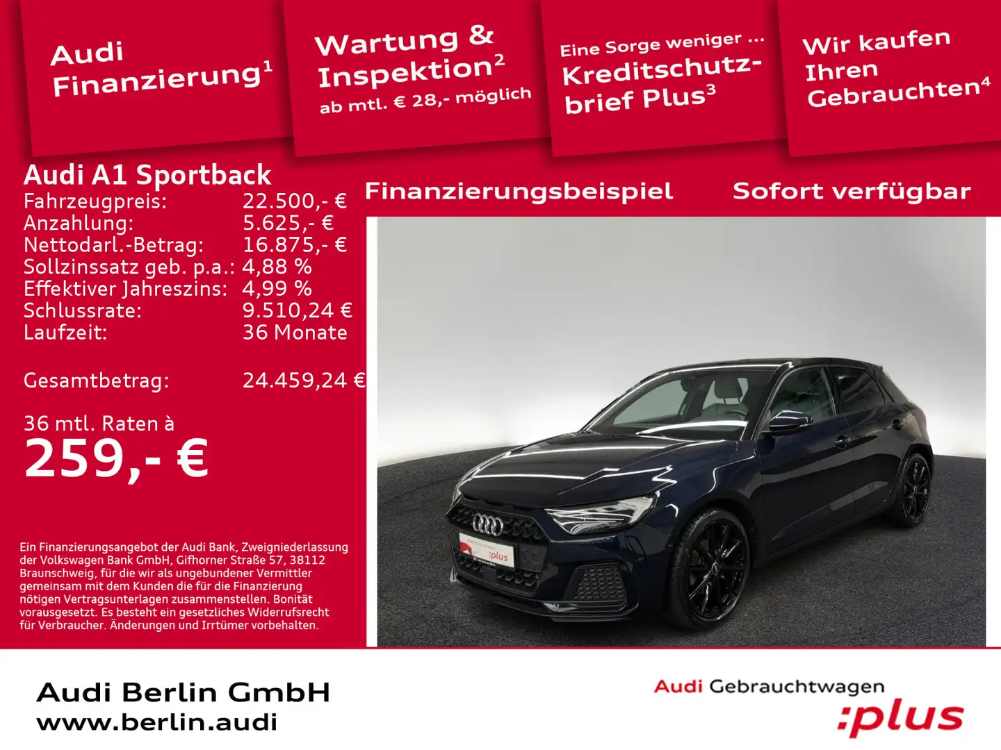 Audi A1 Advanced 30 TFSI S tr. PDC LED NAVI Blau - 1