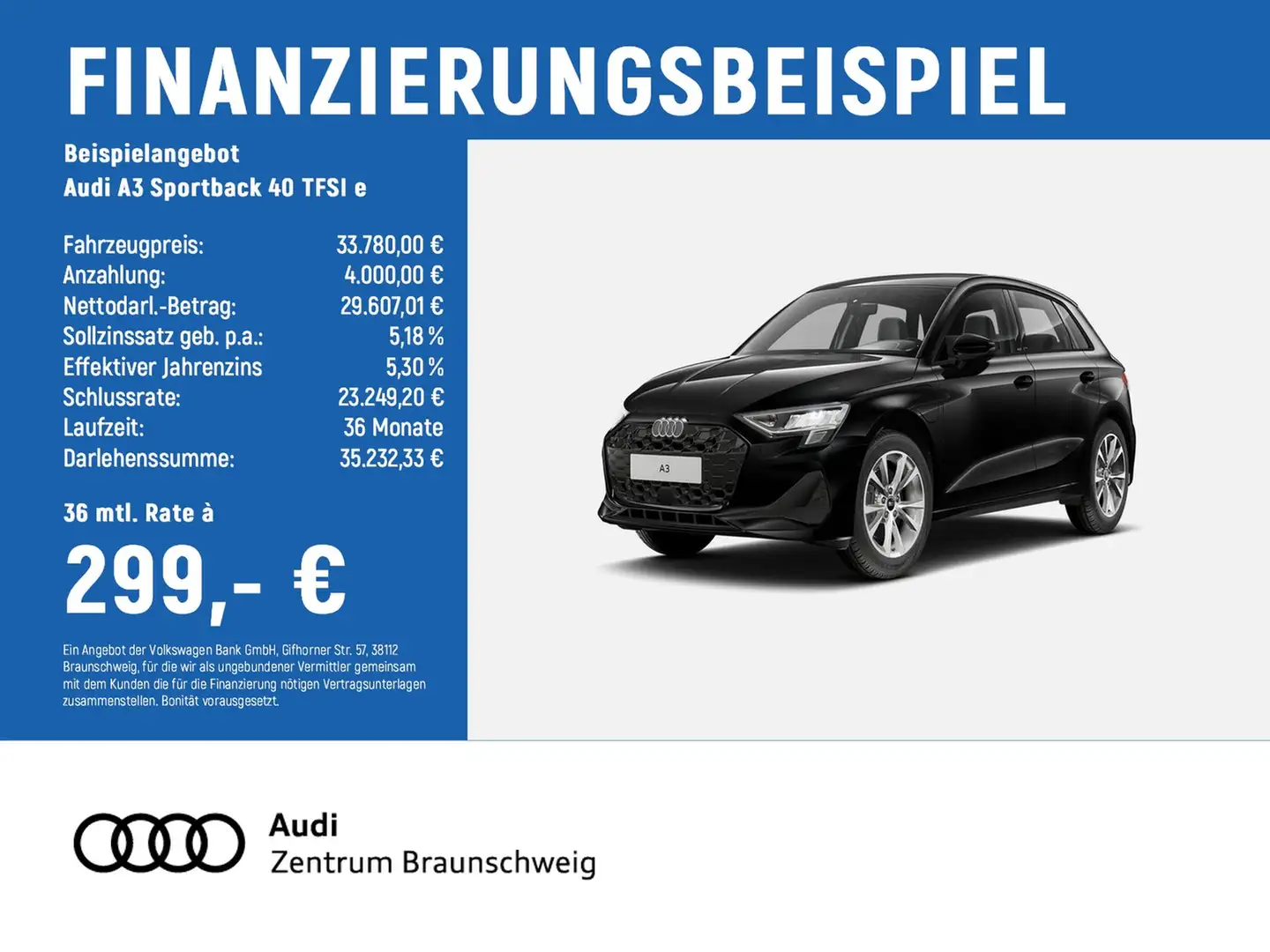 Audi A3 Sportback 40 TFSI e FREI KONFIGURIERBAR Zwart - 2