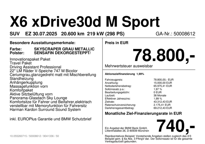 BMW X6 xDrive30d M Sport Navi Tempom.aktiv Panoramadach B — photo 2