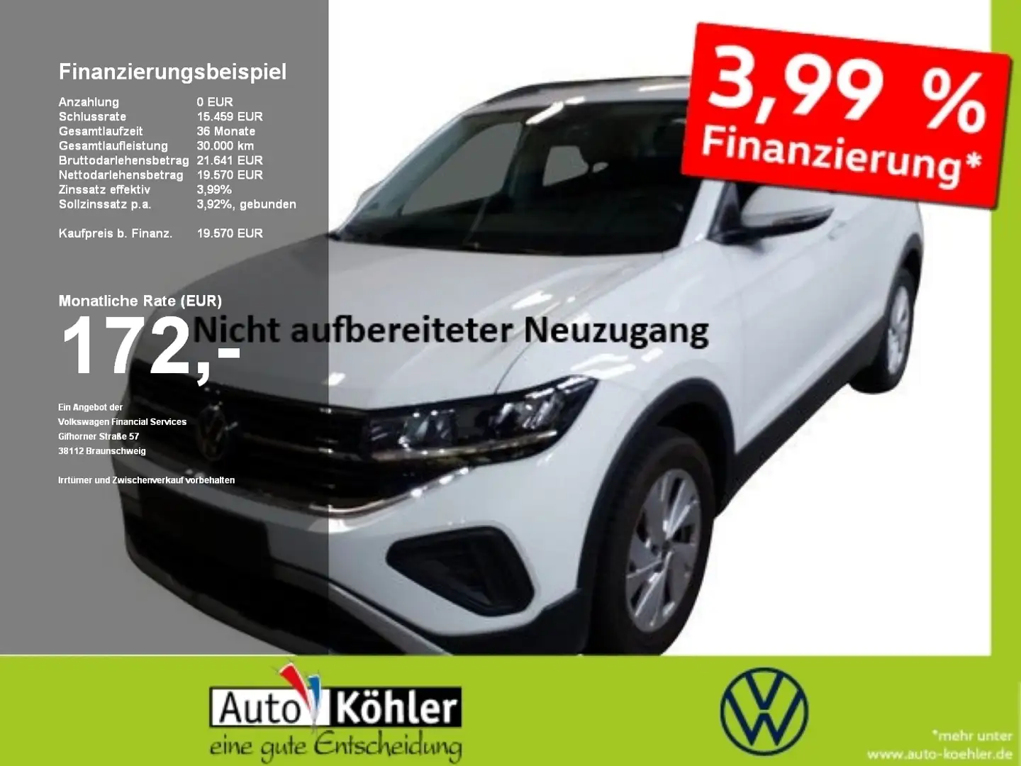 Volkswagen T-Cross Life TSi NWAnschlussgarantie bis 06/29 Blanc - 1
