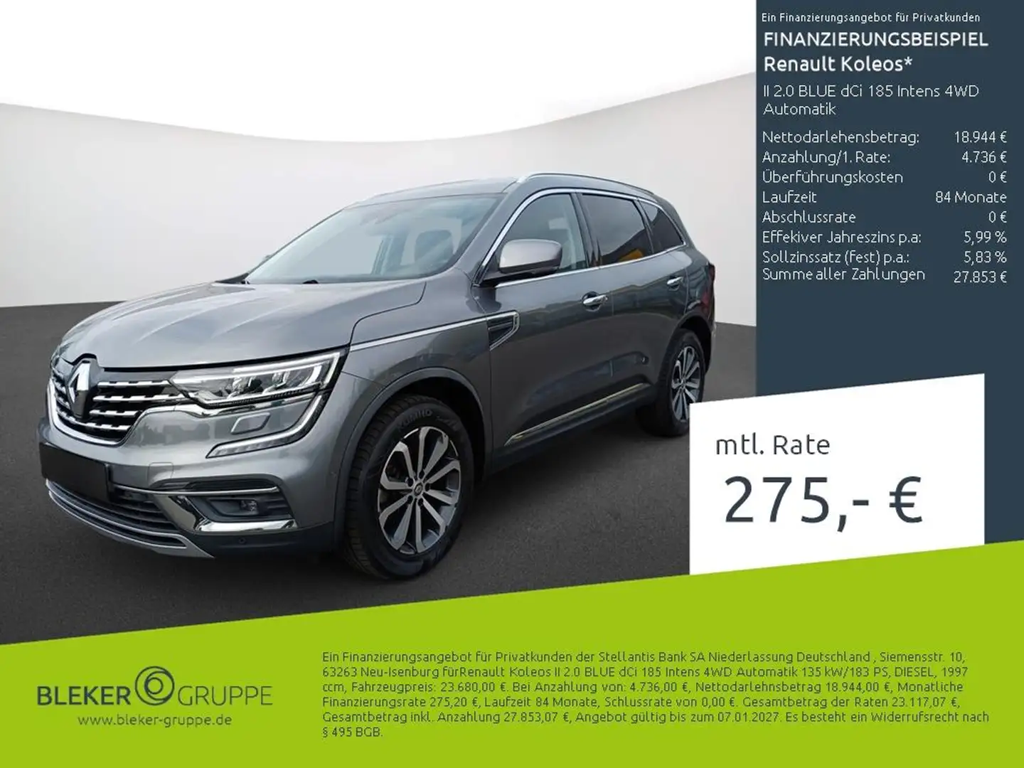 Renault Koleos II 2.0 BLUE dCi 185 Intens 4WD Automatik Gris - 1