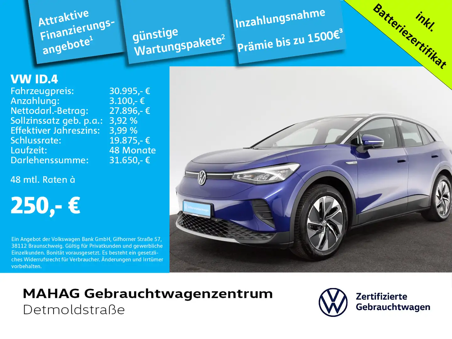 Volkswagen ID.4 Pro Performance CCS NaviPro LED Keyless Alu Blau - 1