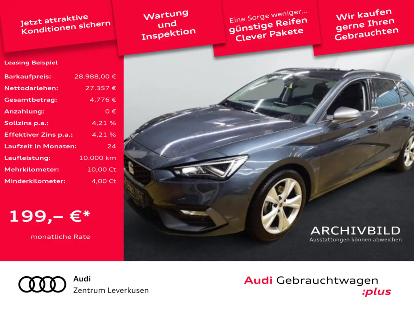 SEAT Leon Sportstourer FR DSG VIRT LED KAM SHZ PDC Grau - 1