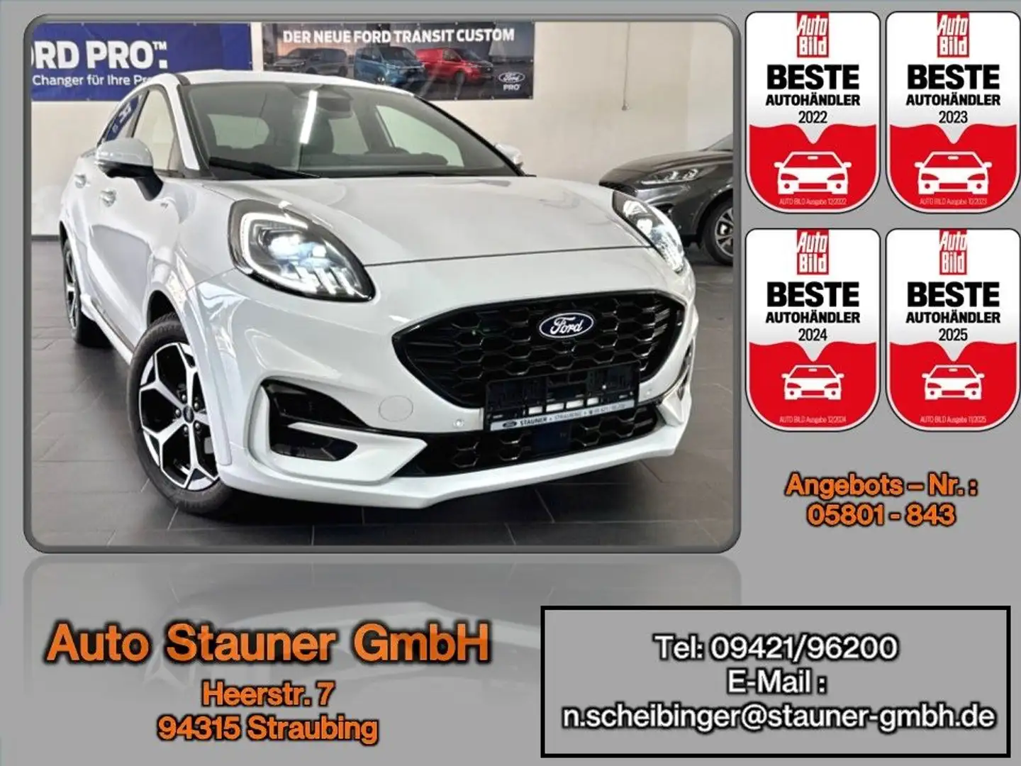 Ford Puma 1.0 EcoBoost MHEV ST-Line*NAVI*KAMERA*SHZ Weiß - 1