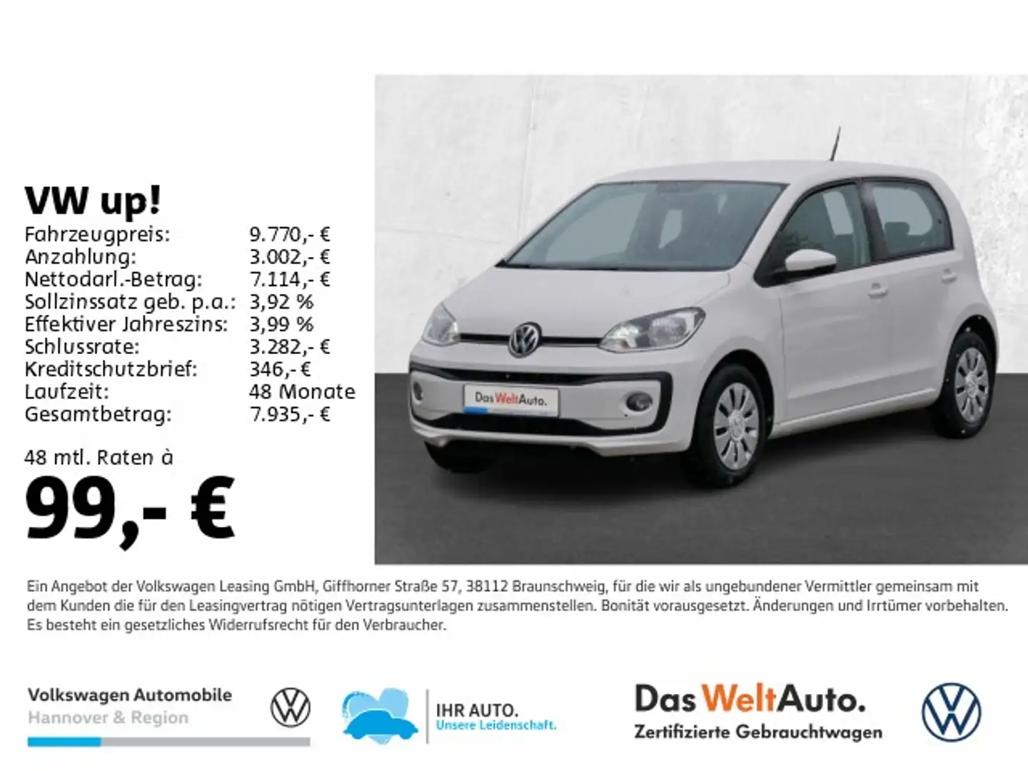 Volkswagen up! 1.0 move up! SHZ Klima MFA Composition Phone Weiß - 1