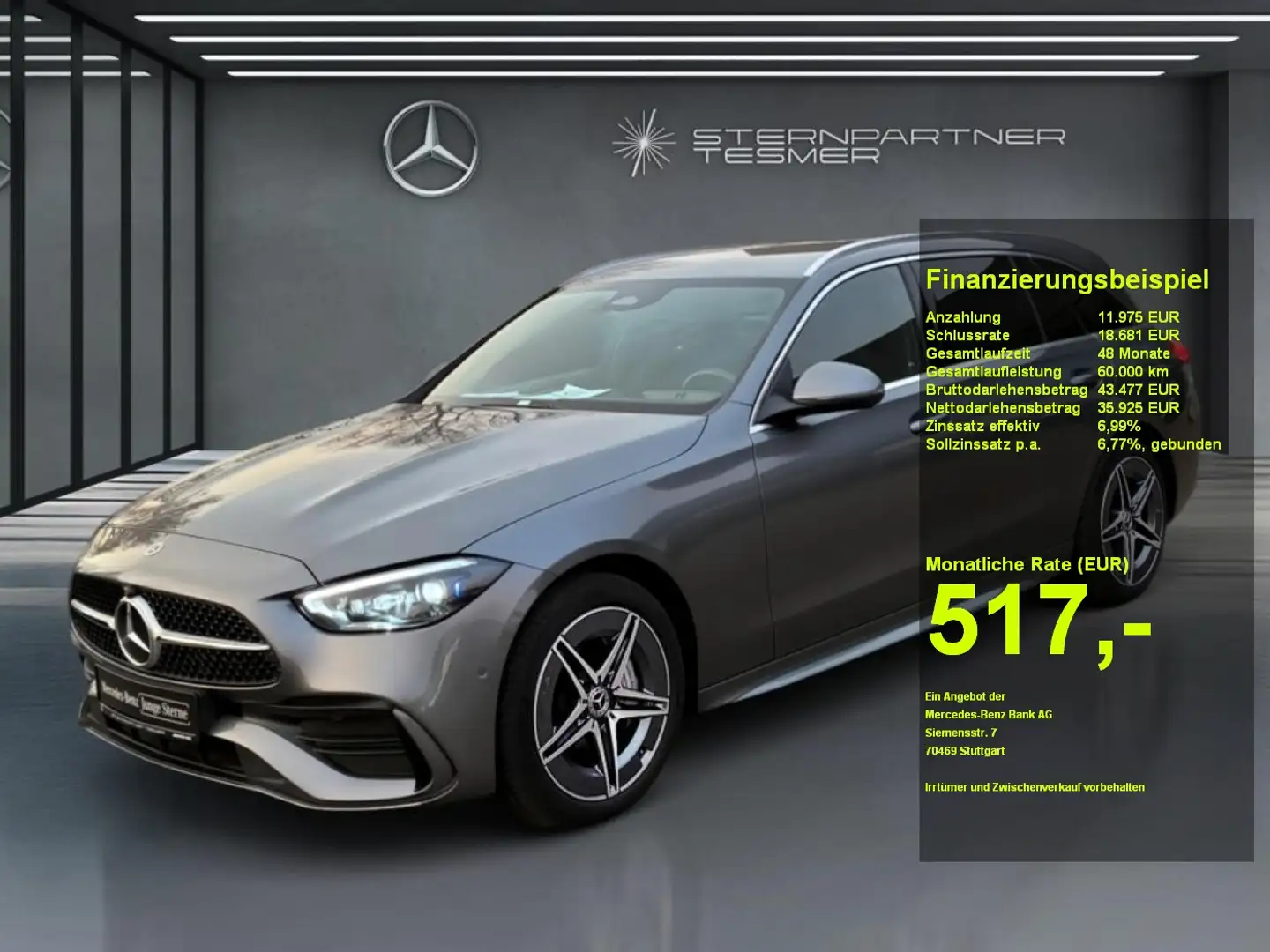 Mercedes-Benz C 300 de 4M T AMG DigitalL. 360° Memo. Vorr.Dist Grau - 1