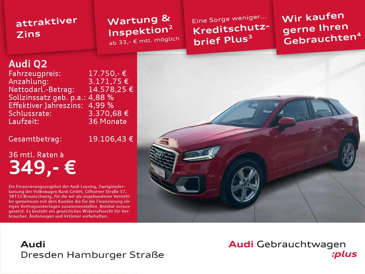 Audi Q2 30 TFSI Sport LED Navi AHZV Rückfahrkamera Rouge - 1