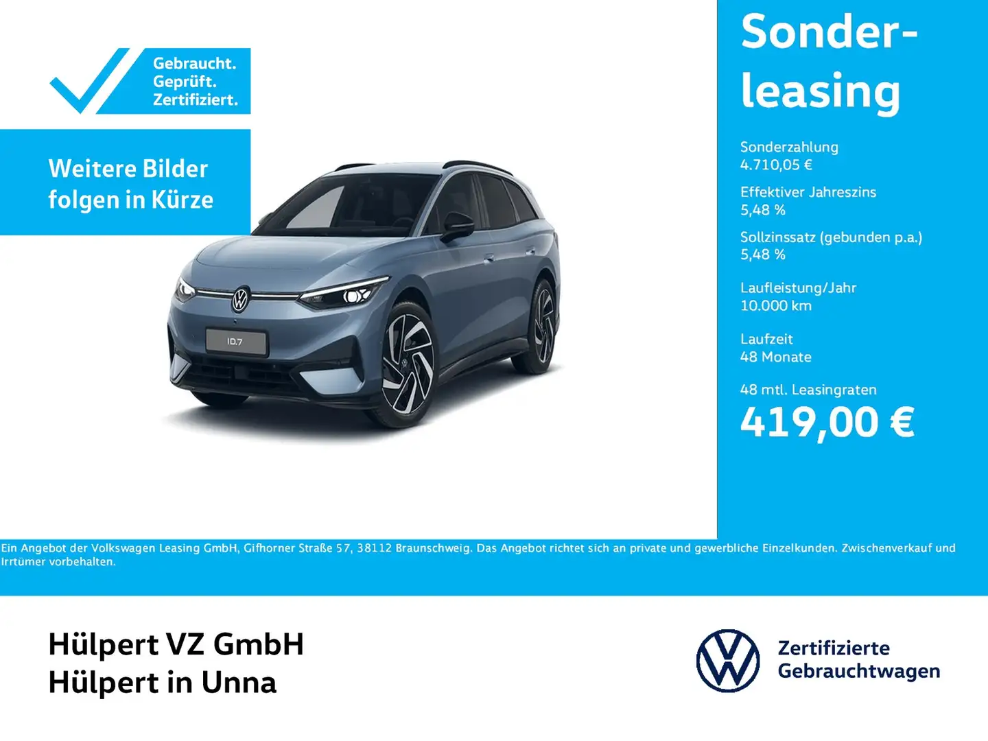 Volkswagen ID.7 Tourer PRO WÄRMEPUMPE AHK 360°CAM ACC LM20 Blau - 1