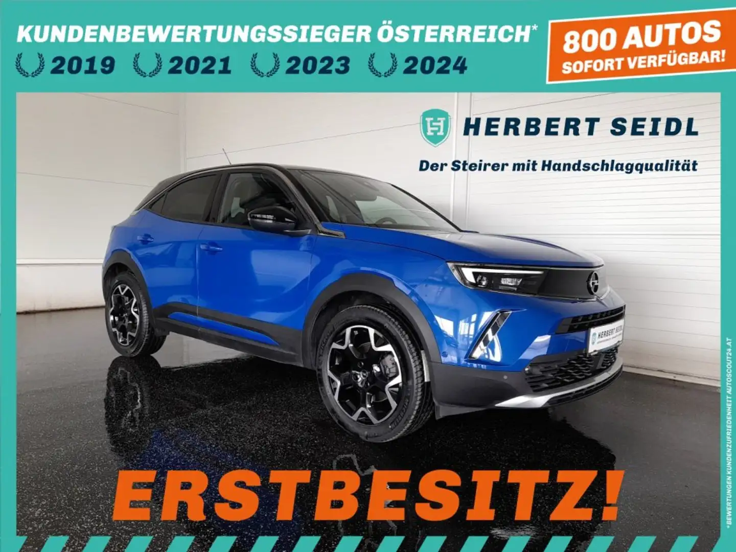 Opel Mokka e ULTIMATE Aut. *WÄRMEPUMPE / 18 ZOLL / LED / NAVI / ACC / KAMERA / TEILLEDER / KLIMAAUT.* Blau - 1