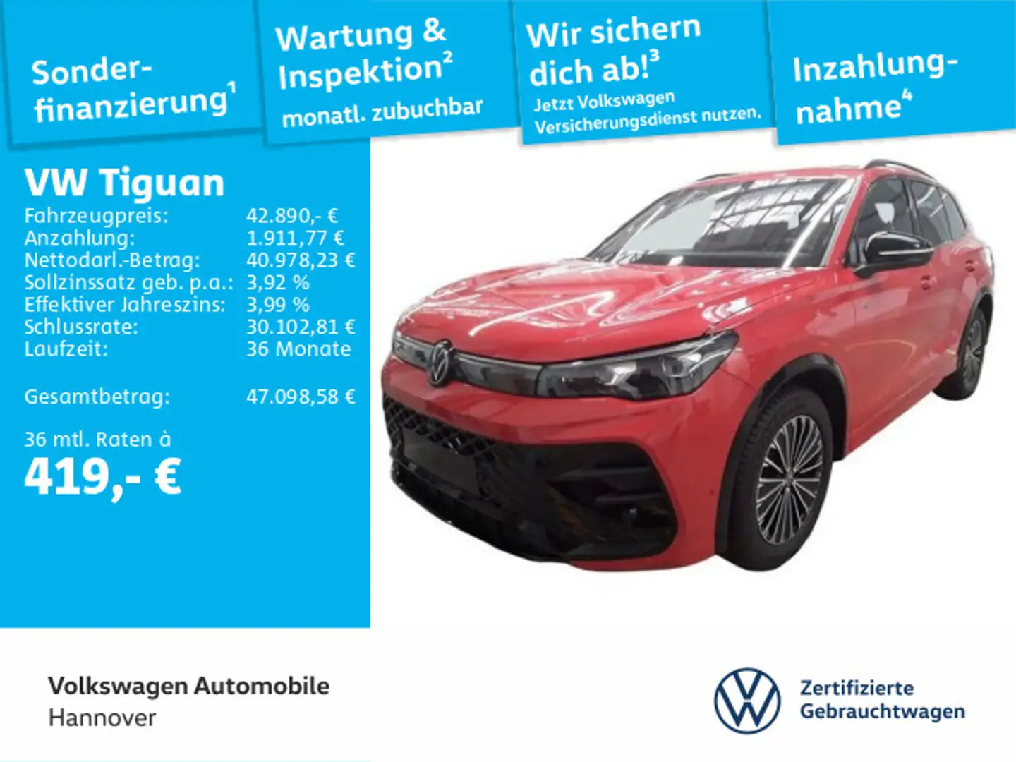 Volkswagen Tiguan 1.5 eTSI DSG R-Line Navi HD-Matrix AHK Pa Rouge - 1