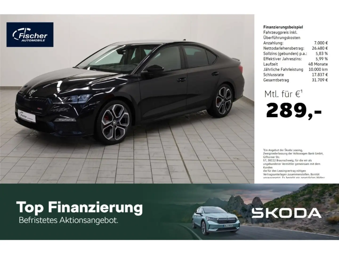 Skoda Octavia Limousine 2.0 TDI RS Schwarz - 1