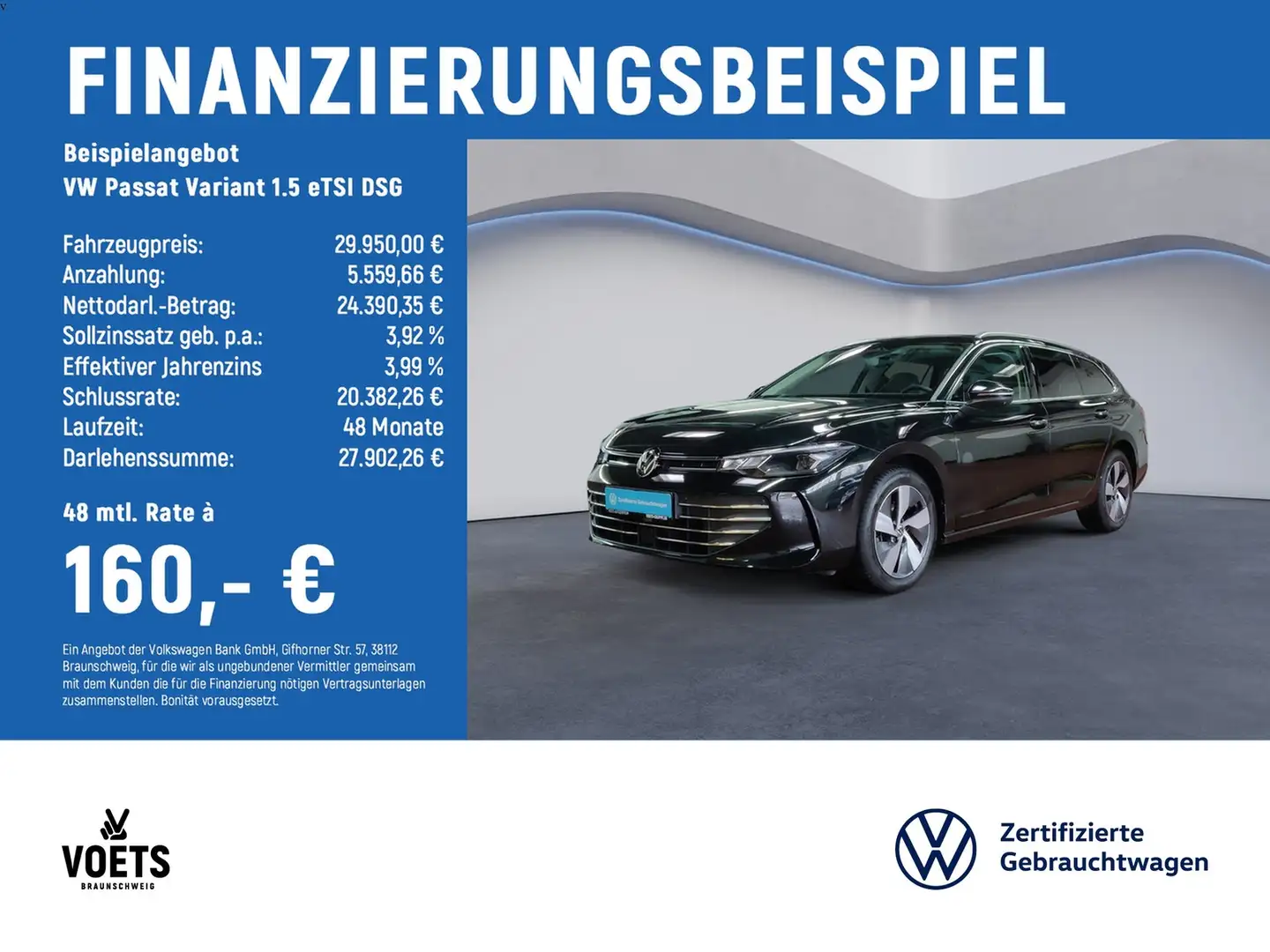 Volkswagen Passat Variant 1.5 eTSI DSG LED+RearView+AHK Schwarz - 2