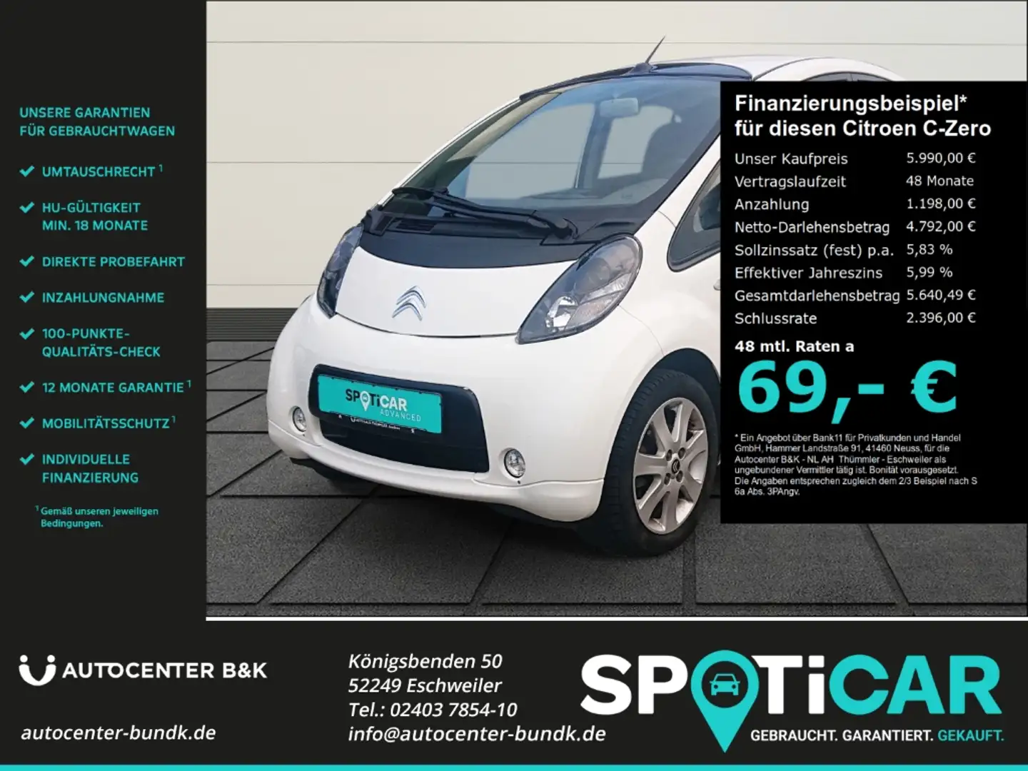Citroen C-Zero Modell 2018 Klimaautom. DAB Lederlenkrad Allwetter Blanc - 1