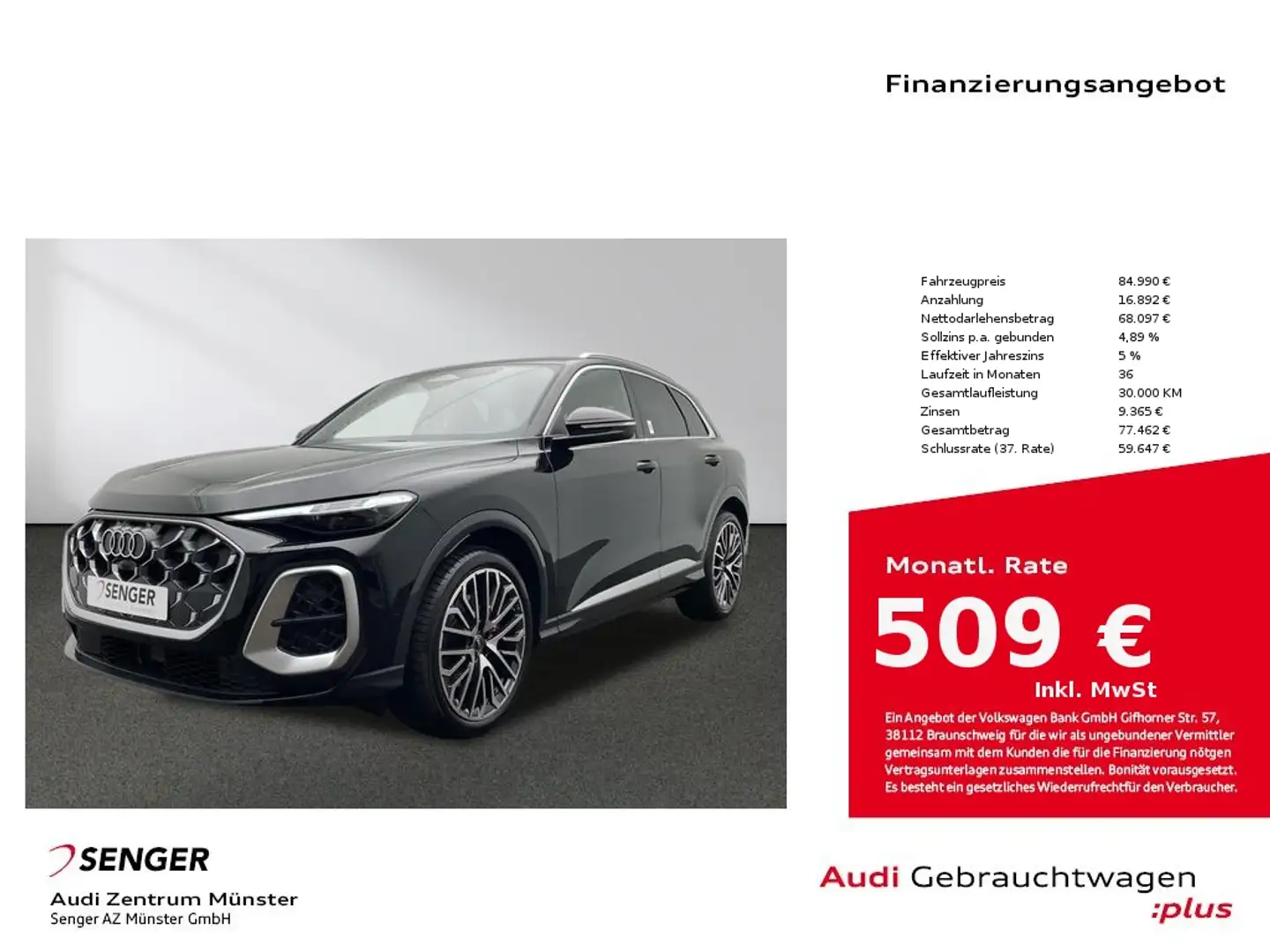Audi SQ5 SUV 3.0 TFSI 270 kW Kamera Massagesitz ACC Schwarz - 1